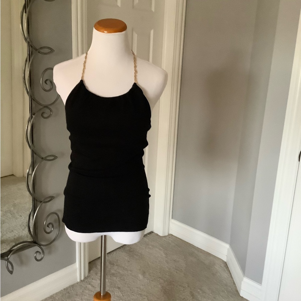 Black Top with Sexy Gold Chain